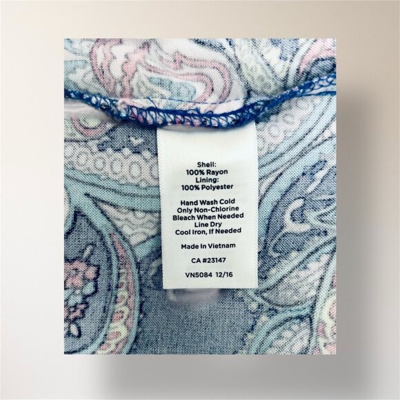 Talbots 16P Blue Paisley Maxi Dress Sleeveless V-Neck Flowy Boho Resort Travel - Picture 6 of 7